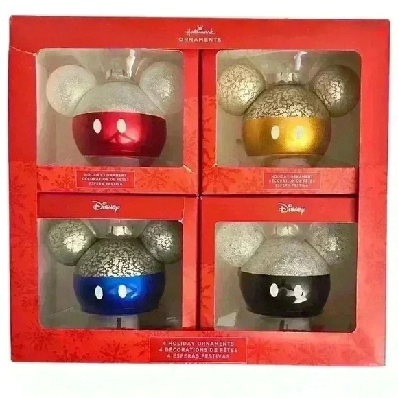 Hallmark Other - Disney Mickey Mouse Ears Christmas Ornaments Set – Hallmark 4-Pack Holiday Decor